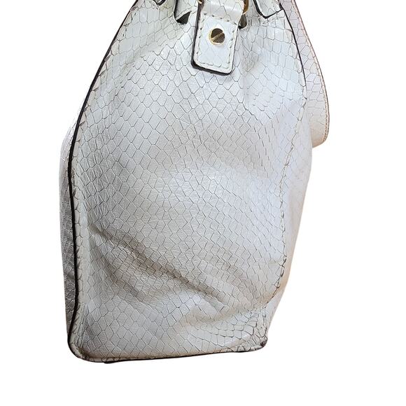Rare White Michael Kors Snake Leather Python Hamilton Purse Satchel 35S5SHLT3N - Picture 8 of 12